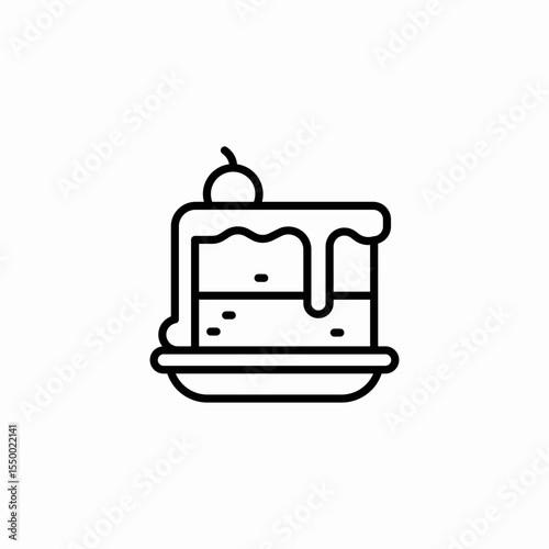dessert sweet food cake cherry on top icon sign vector