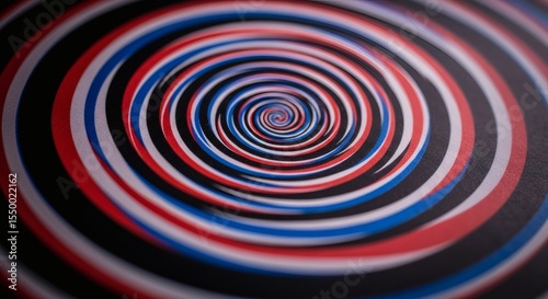 Abstract mesmerizing tricolor spiral with dynamic movement creating an illusion