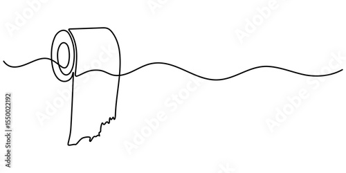 continuous line drawing of toilet tissue.one line drawing of toilet tissue roll. vector illustration of single line of tissue hanging in bathroom. isolated white background. 