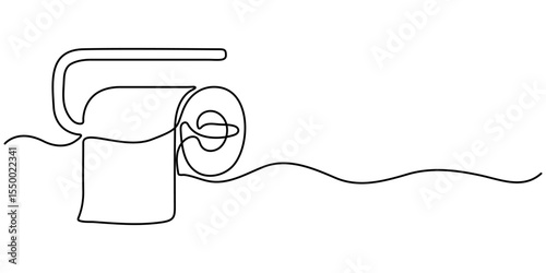 continuous line drawing of toilet tissue.one line drawing of toilet tissue roll. vector illustration of single line of tissue hanging in bathroom. isolated white background. 