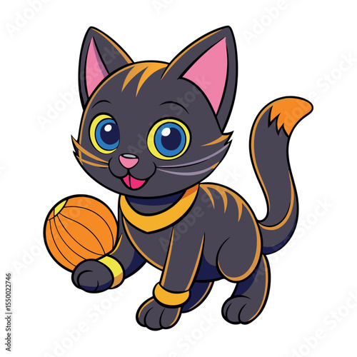 A cute cat is playing vector icon