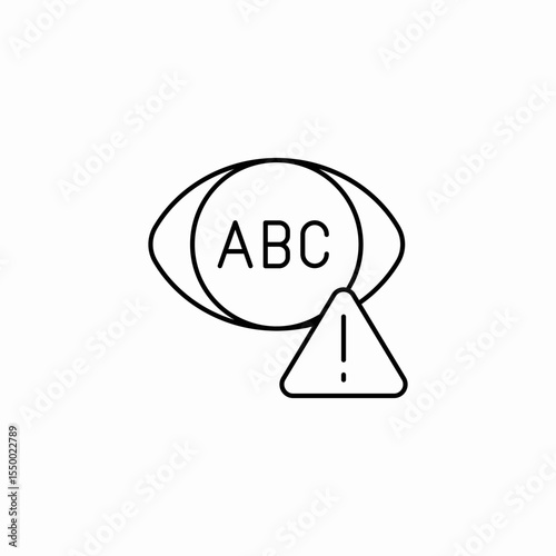 eye abc alert icon sign vector