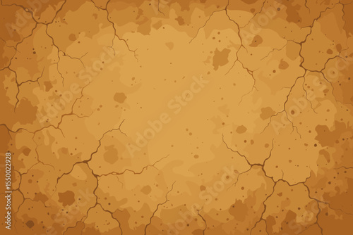 Ancient paper texture background. Old vintage parchment with cracks and stains. Grunge weathered manuscript surface. Abstract vector of cracked dry earth, desert floor, or drought concept.