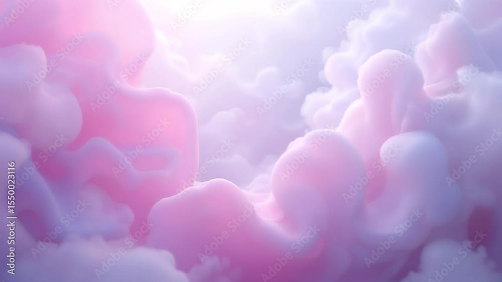 A romantic pink sky with heart-shaped clouds symbolizes love in nature 4k Abstract background video