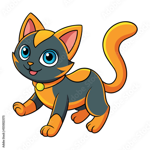 A cute cat is playing vector icon