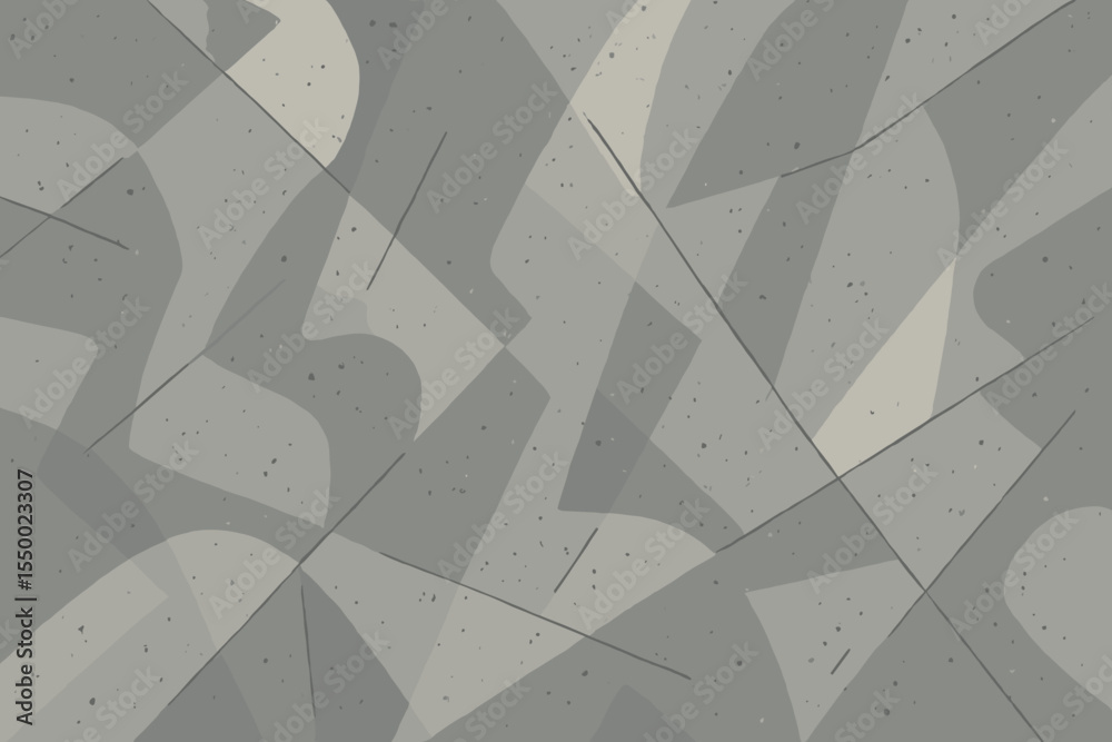 Abstract modern concrete wall texture background. Geometric shapes with grainy stone effect. Monochrome grey pattern for urban industrial style. Minimalist vector illustration.