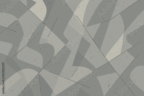 Abstract modern concrete wall texture background. Geometric shapes with grainy stone effect. Monochrome grey pattern for urban industrial style. Minimalist vector illustration.