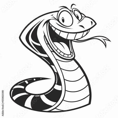 Funny Snake Vector – Cute Cartoon Reptile Character | Smiling Snake Illustration – Playful Jungle Animal Design | Silly Snake Vector – Goofy and Adorable Serpent Art