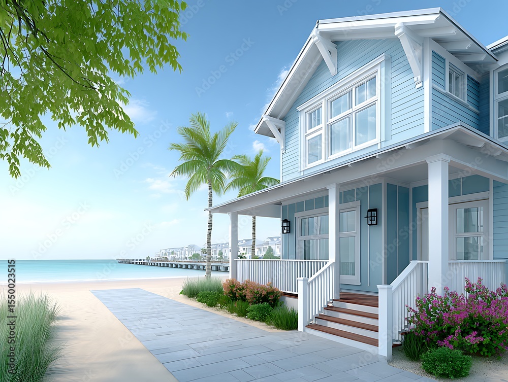 Beachfront house with porch Beachfront house with porch