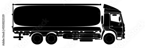 a black and white silhouette of a large truck black, large, silhouette, truck , Generative art.