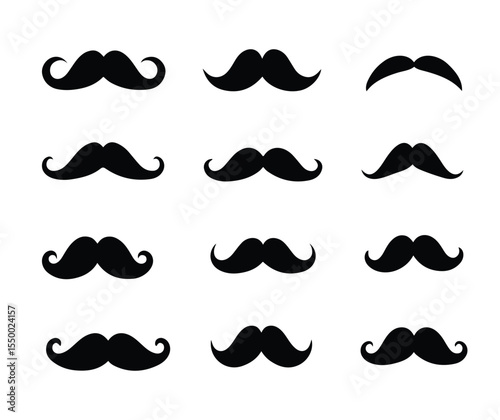 Moustache Set Vintage, Hipster, Cartoon Vector