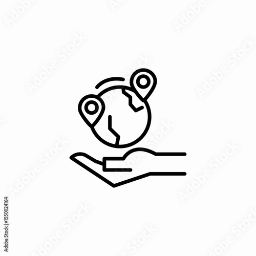 globe in hand icon sign vector