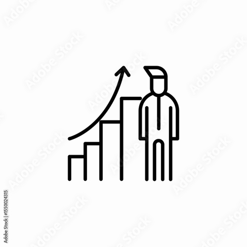 growth chart person icon sign vector