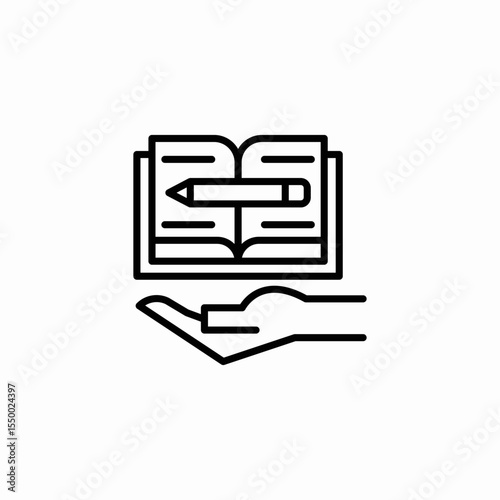 hand book pencil icon sign vector