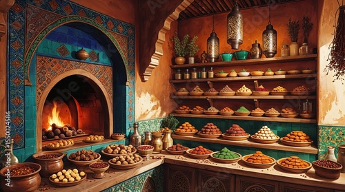 Oriental Style Bakery and Pastry Shop Interior