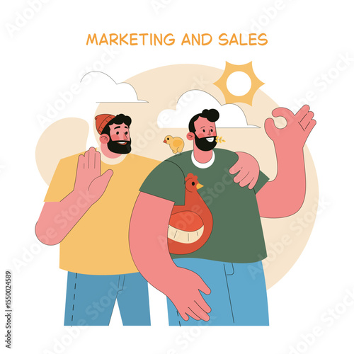 Egg Farm. Flat Vector Illustration