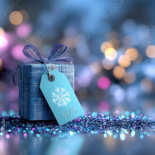 Festive gift box with discount tag