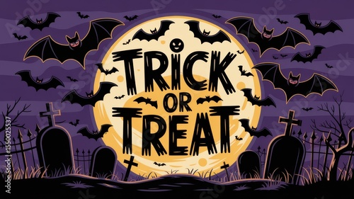 Halloween trick or treat graveyard scene