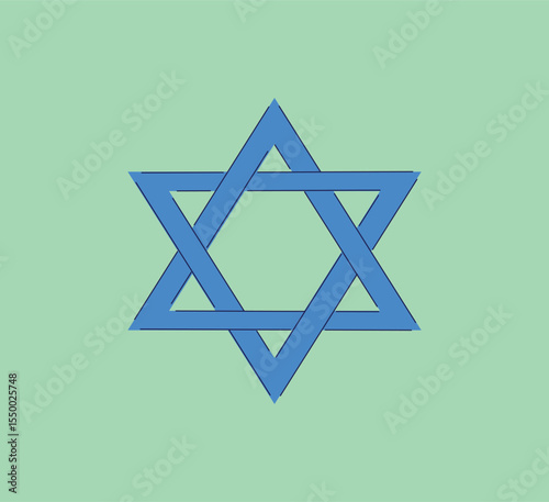 A beautifully designed Star of David symbol displayed prominently on a vibrant green background