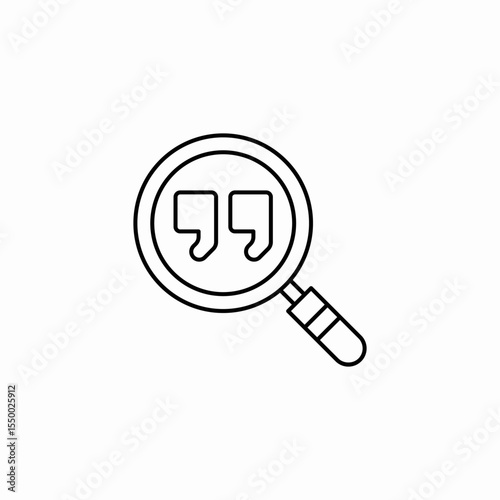 magnifying glass with quotes icon sign vector