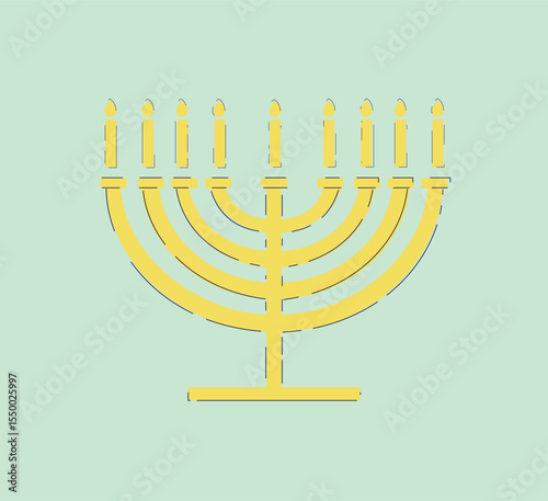 The Golden Menorah Symbol set against a Soft Green Background is truly eyecatching and striking