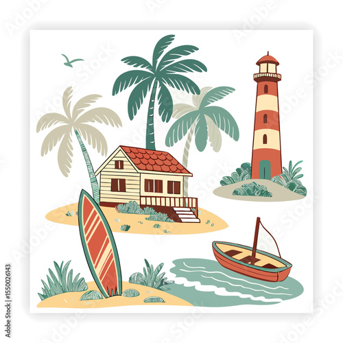 Hand Drawn Summer Vacation Elements
