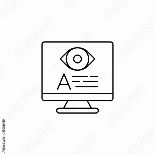 monitor eye text icon sign vector
