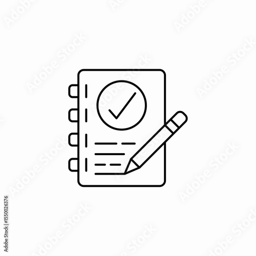 notebook checkmark pencil icon sign vector