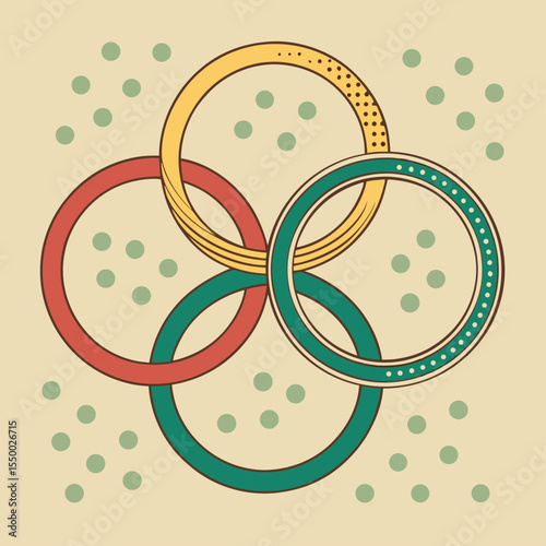 Abstract Interlocking Circle Design – Geometric Minimal Vector Art