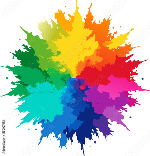 colorful rainbow holi paint color powder explosion isolated white wide panorama background