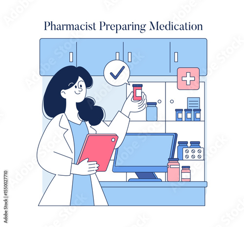Healthcare Professional. Flat Vector Illustration