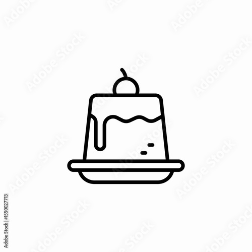 pudding with cherry icon sign vector