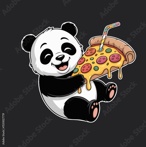 Panda with pizza