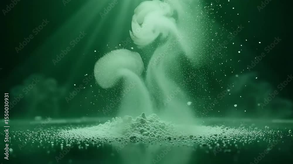 Green powder explosion slow motion stock footage video background for visual effects and compositing 4k