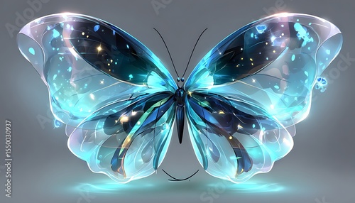 Glowing butterfly with transparent wings
