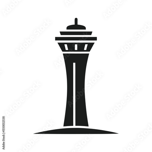 silhouette airport control tower doodle logo icon