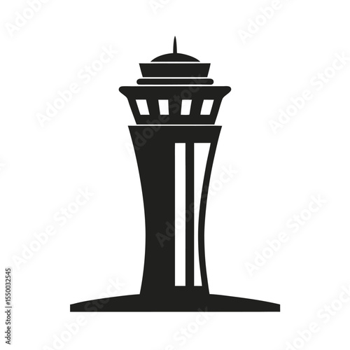 silhouette airport control tower doodle logo
