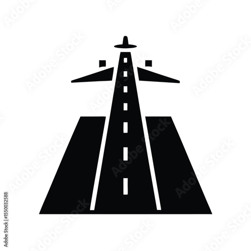 vector illustration of silhouette airport runway top view