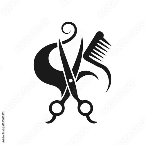 barber scissors and comb logo 