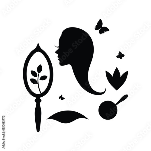 silhouette beauty mirror and nature