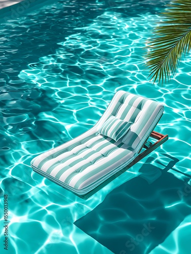 Pool lounger floats on turquoise water