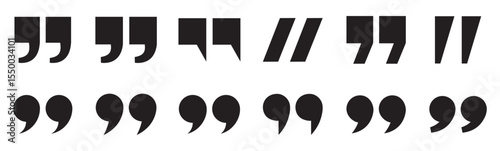 Quote icon vector illustration. Quotation mark sign and symbol. Set of quote mark . Quotation mark icon collection on white background. Collection of Quote Mark Vector Illustration. 