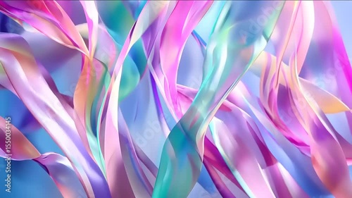 Abstract iridescent flowing shapes