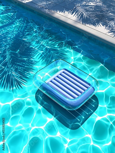 Inflatable raft in pool