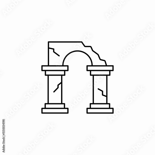 ancient ruined archway icon sign vector