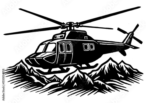 military helicopter black vector illustration
