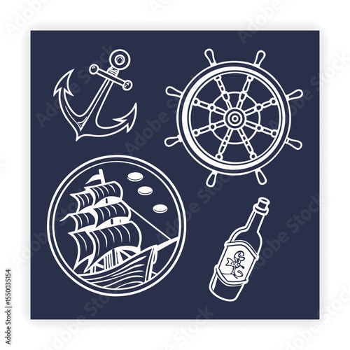 Tourist Attractions and Travel Gear Vector Set