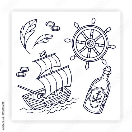 Tourist Attractions and Travel Gear Vector Set