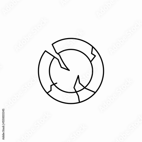 broken circle cracked icon sign vector