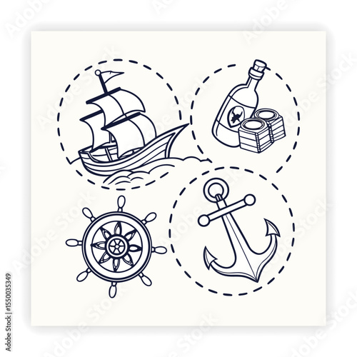 Tourist Attractions and Travel Gear Vector Set